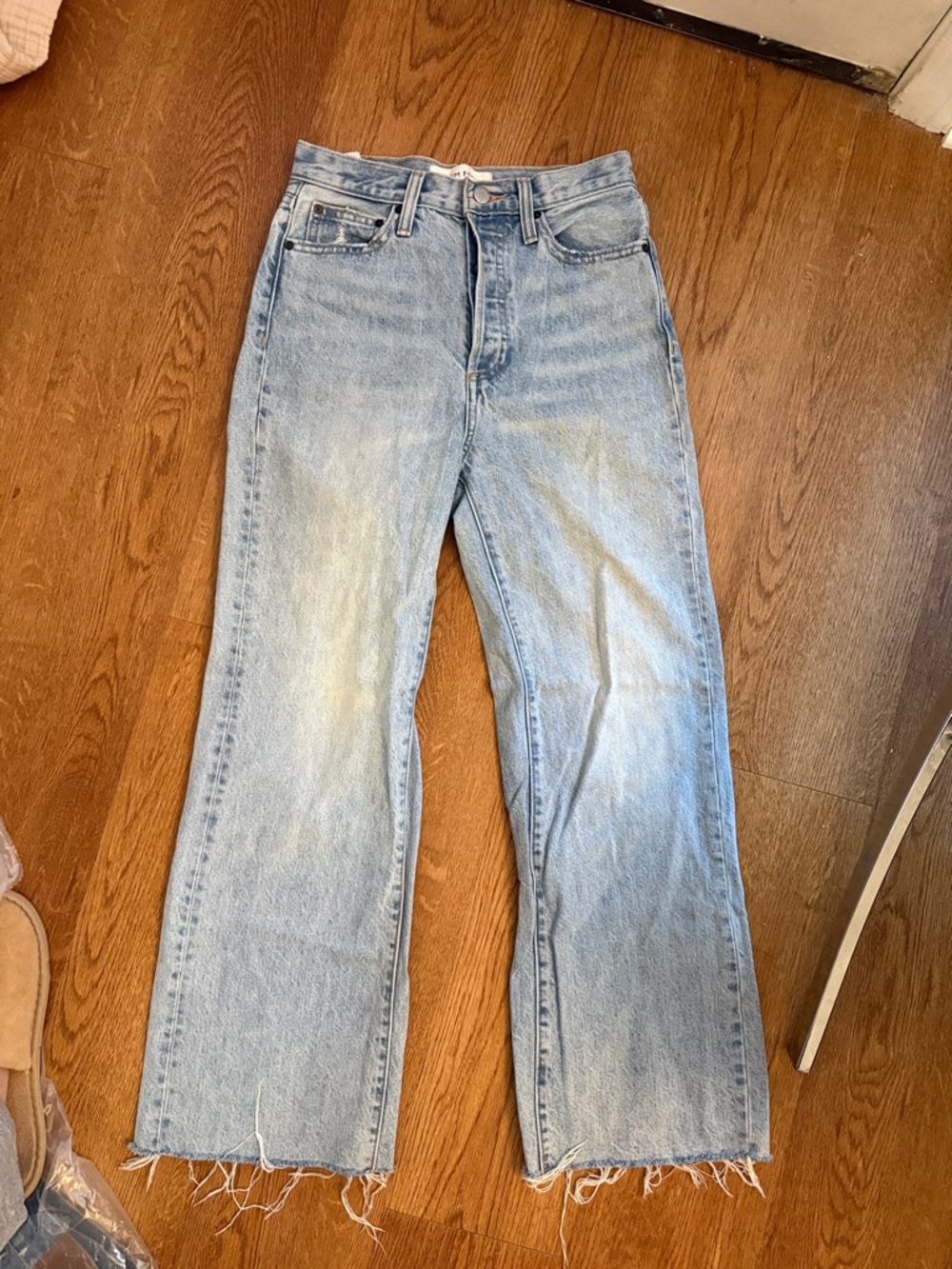 Aritzia Denim Forum Farrah High Rise Wide Leg Light Blue Jeans
